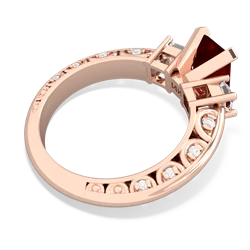 Garnet Art Deco Diamond 8X6 Emerald-Cut Engagement 14K Rose Gold ring R20018EM