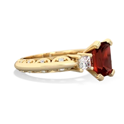 Garnet Art Deco Diamond 8X6 Emerald-Cut Engagement 14K Yellow Gold ring R20018EM
