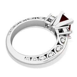 Garnet Art Deco Diamond Engagement 6Mm Princess 14K White Gold ring R2001
