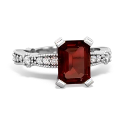 Garnet Sparkling Tiara 8X6 Emerald-Cut 14K White Gold ring R26298EM