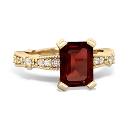 Garnet Sparkling Tiara 8X6 Emerald-Cut 14K Yellow Gold ring R26298EM