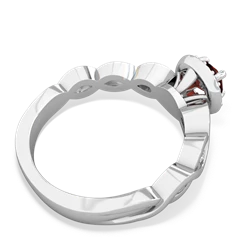Garnet Infinity Halo Engagement 14K White Gold ring R26315RH