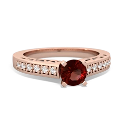 Garnet Art Deco Engagement 5Mm Round 14K Rose Gold ring R26355RD