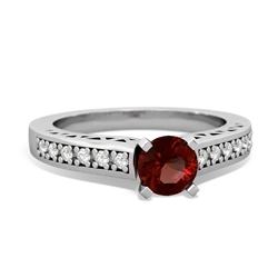 Garnet Art Deco Engagement 5Mm Round 14K White Gold ring R26355RD