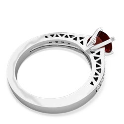Garnet Art Deco Engagement 6Mm Round 14K White Gold ring R26356RD