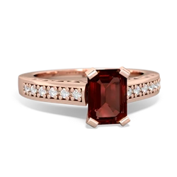 Garnet Art Deco Engagement 7X5mm Emerald-Cut 14K Rose Gold ring R26357EM