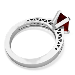 Garnet Art Deco Engagement 8X6mm Emerald-Cut 14K White Gold ring R26358EM