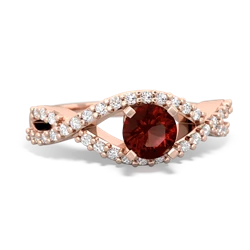 Garnet Diamond Twist 5Mm Round Engagment  14K Rose Gold ring R26405RD