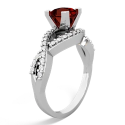 Garnet Diamond Twist 5Mm Square Engagment  14K White Gold ring R26405SQ
