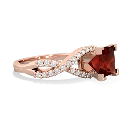 Garnet Diamond Twist 6Mm Princess Engagment  14K Rose Gold ring R26406SQ