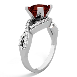 Garnet Diamond Twist 6Mm Princess Engagment  14K White Gold ring R26406SQ