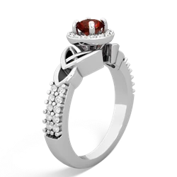 Garnet Celtic Knot Halo 14K White Gold ring R26445RH