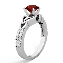 Garnet Celtic Knot 6Mm Round Engagement 14K White Gold ring R26446RD