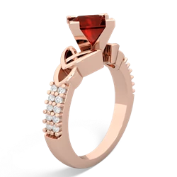 Garnet Celtic Knot 6Mm Princess Engagement 14K Rose Gold ring R26446SQ