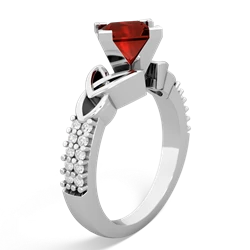 Garnet Celtic Knot 6Mm Princess Engagement 14K White Gold ring R26446SQ