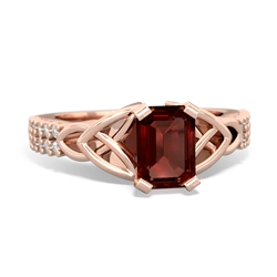 Garnet Celtic Knot 7X5 Emerald-Cut Engagement 14K Rose Gold ring R26447EM