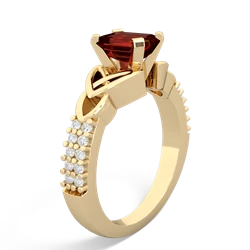 Garnet Celtic Knot 7X5 Emerald-Cut Engagement 14K Yellow Gold ring R26447EM