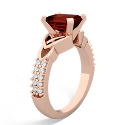 Garnet Celtic Knot 8X6 Emerald-Cut Engagement 14K Rose Gold ring R26448EM