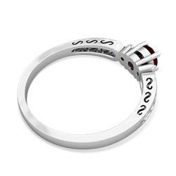 Garnet Filligree Scroll Round 14K White Gold ring R0829