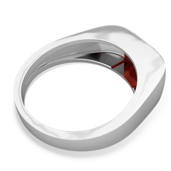 Garnet Men's Emerald-Cut Bezel 14K White Gold ring R0410