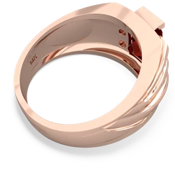 Garnet Men's 9X7mm Emerald-Cut 14K Rose Gold ring R1835