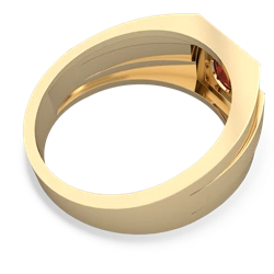 Garnet Men's Squared Circle 14K Yellow Gold ring R0480