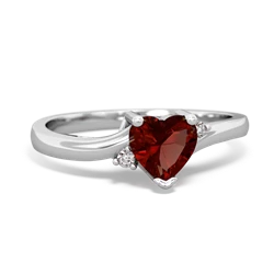 Garnet Delicate Heart 14K White Gold ring R0203