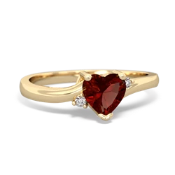 Garnet Delicate Heart 14K Yellow Gold ring R0203