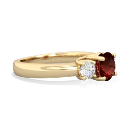 Garnet Diamond Three Stone Round Trellis 14K Yellow Gold ring R4018