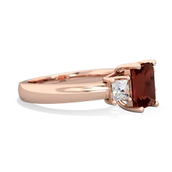 Garnet Diamond Three Stone Emerald-Cut Trellis 14K Rose Gold ring R4021