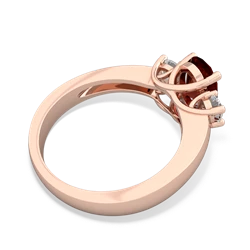 Garnet Diamond Three Stone Oval Trellis 14K Rose Gold ring R4024