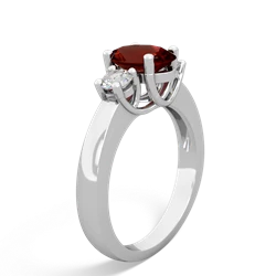 Garnet Diamond Three Stone Oval Trellis 14K White Gold ring R4024