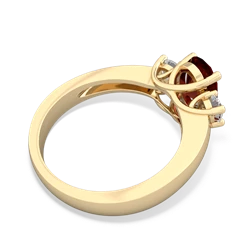 Garnet Diamond Three Stone Oval Trellis 14K Yellow Gold ring R4024