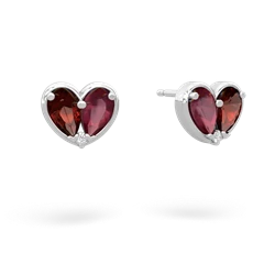 Garnet 'Our Heart' 14K White Gold earrings E5072