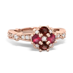 Garnet Sparkling Tiara Cluster 14K Rose Gold ring R26293RD