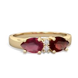 Garnet Pear Bowtie 14K Yellow Gold ring R0865