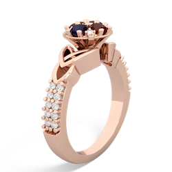 Garnet Celtic Knot Cluster Engagement 14K Rose Gold ring R26443RD