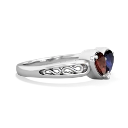 Garnet Filligree 'One Heart' 14K White Gold ring R5070