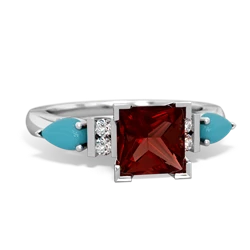 Garnet 6Mm Princess Eternal Embrace Engagement 14K White Gold ring C2002