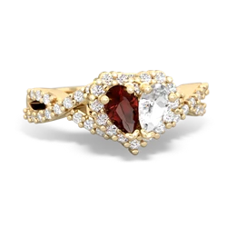 Garnet Diamond Twist 'One Heart' 14K Yellow Gold ring R2640HRT