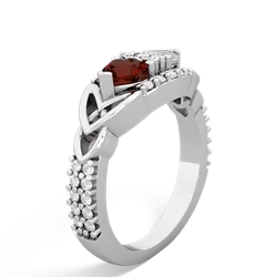 Garnet Sparkling Celtic Knot 14K White Gold ring R2645
