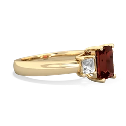 Garnet Three Stone Emerald-Cut Trellis 14K Yellow Gold ring R4021