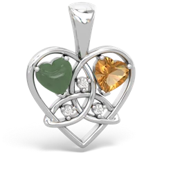 Jade Celtic Trinity Heart 14K White Gold pendant P5331
