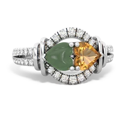 Jade Art-Deco Keepsake 14K White Gold ring R5630