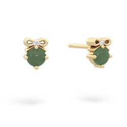 Jade Diamond Bows 14K Yellow Gold earrings E7002