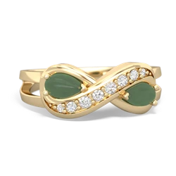 Jade Diamond Infinity 14K Yellow Gold ring R5390