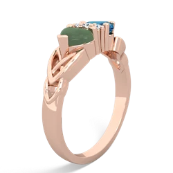 Jade Celtic Knot Double Heart 14K Rose Gold ring R5040