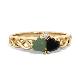 Jade Heart To Heart Braid 14K Yellow Gold ring R5870