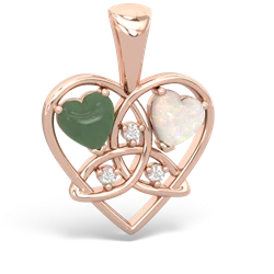 Jade Celtic Trinity Heart 14K Rose Gold pendant P5331