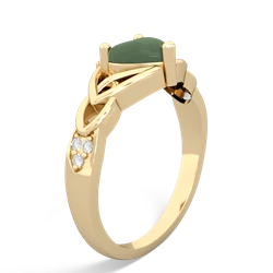 Jade Claddagh Celtic Knot Diamond 14K Yellow Gold ring R5001